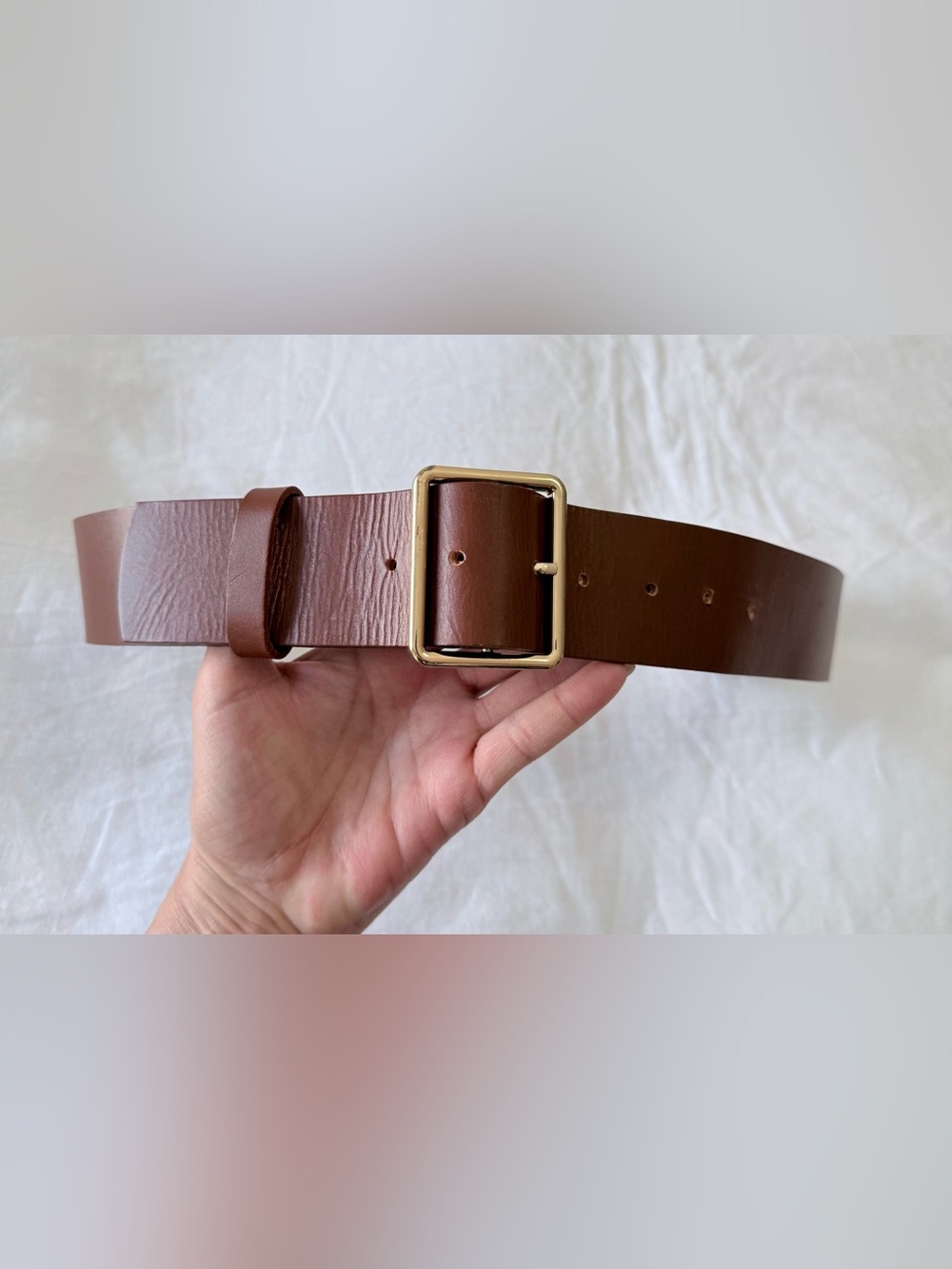 Frame Denim | Women’s Large 34-38” | Brown Leather Wide Belt  | Gold Tone Buckle